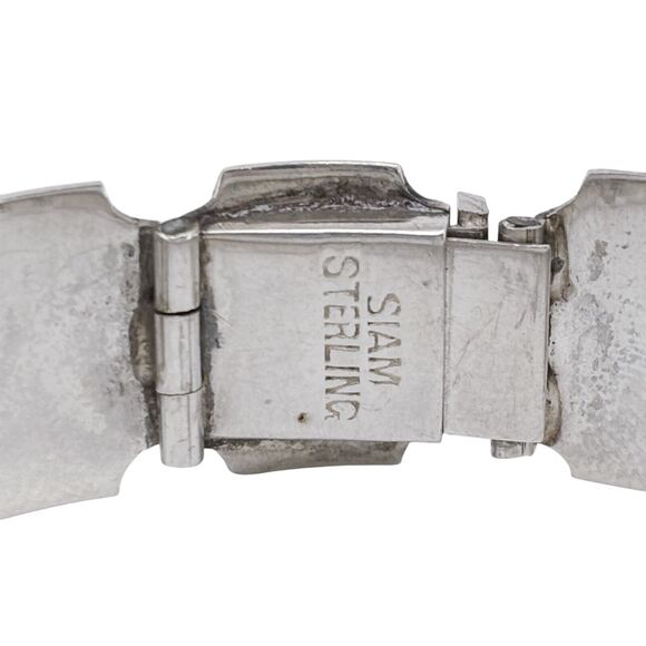 Vintage Siam Sterling Silver 925 Black Niello Link Bracelet 6.25" - Picture 7 of 11